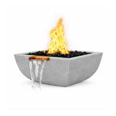 Flame Havens 30" Square Curved GFRC Concrete Fire and Water Bowl by Flame Havens Serenity Series