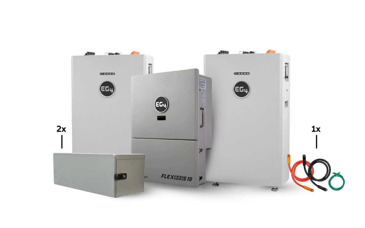 EG4 Hybrid Power Kit | 13kW 120/240V Output 48VDC - 32kWh System Bundle | 1 x EG4 FlexBoss18 Hybrid Inverter + 2 x EG4 All-Weather 314Ah Battery - Green Vista Living