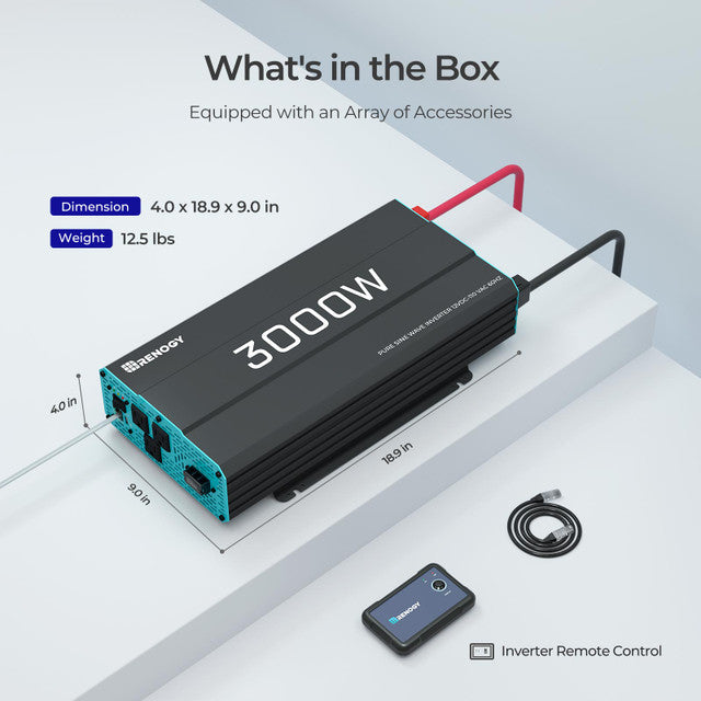 Renogy 3000W 12V Pure Sine Wave Inverter - Green Vista Living