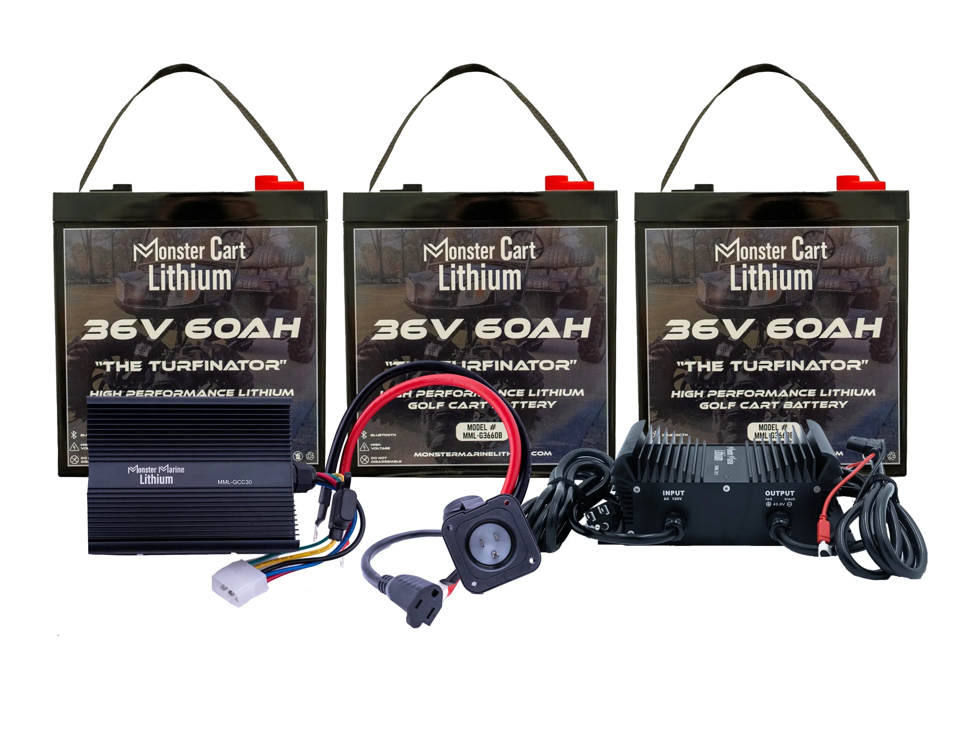 BIG BUNDLE 36v 180Ah- (3) 36V 60AH LITHIUM BATTERY & 36V 15A WATERPROOF CHARGER - Green Vista Living