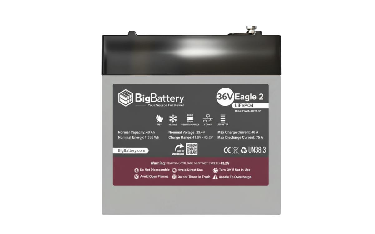 BigBattery 36V EAGLE2 1.63 kWh LiFePO4 Battery with Heater and Comms
