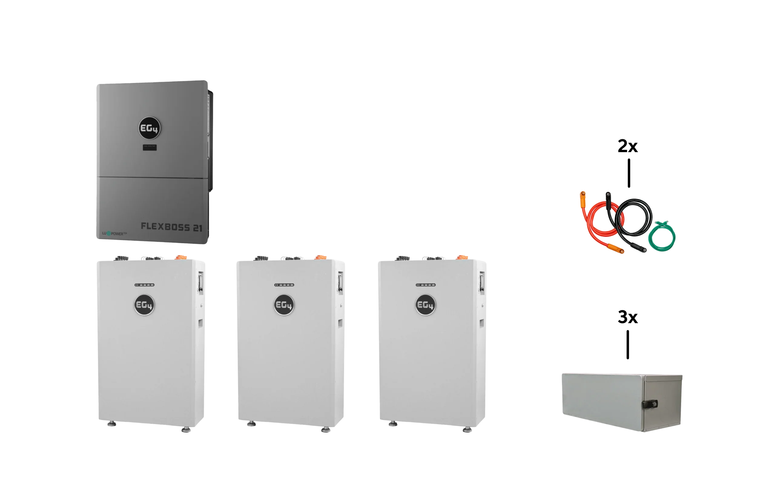 EG4 Hybrid Power Kit | 16kW 120/240V Output 48VDC - 48kWh System Bundle | 1 x EG4 FlexBoss21 Hybrid Inverter + 3 x EG4 All-Weather 314Ah Battery - Green Vista Living