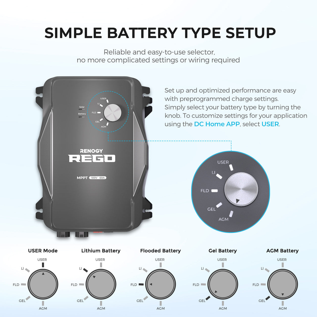 Renogy REGO 12V 60A MPPT Solar Charge Controller + 10Ft Power Cable - Green Vista Living