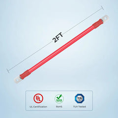 2ft ANL Fuse Cable with Double Ring Terminals for 3/8 in Lugs