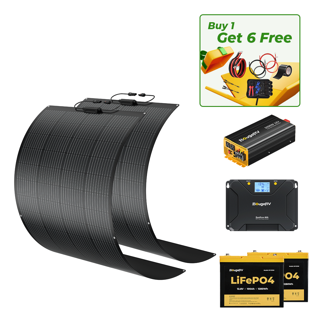 BougeRV 12V 400 Watt Flexible Solar System Kit