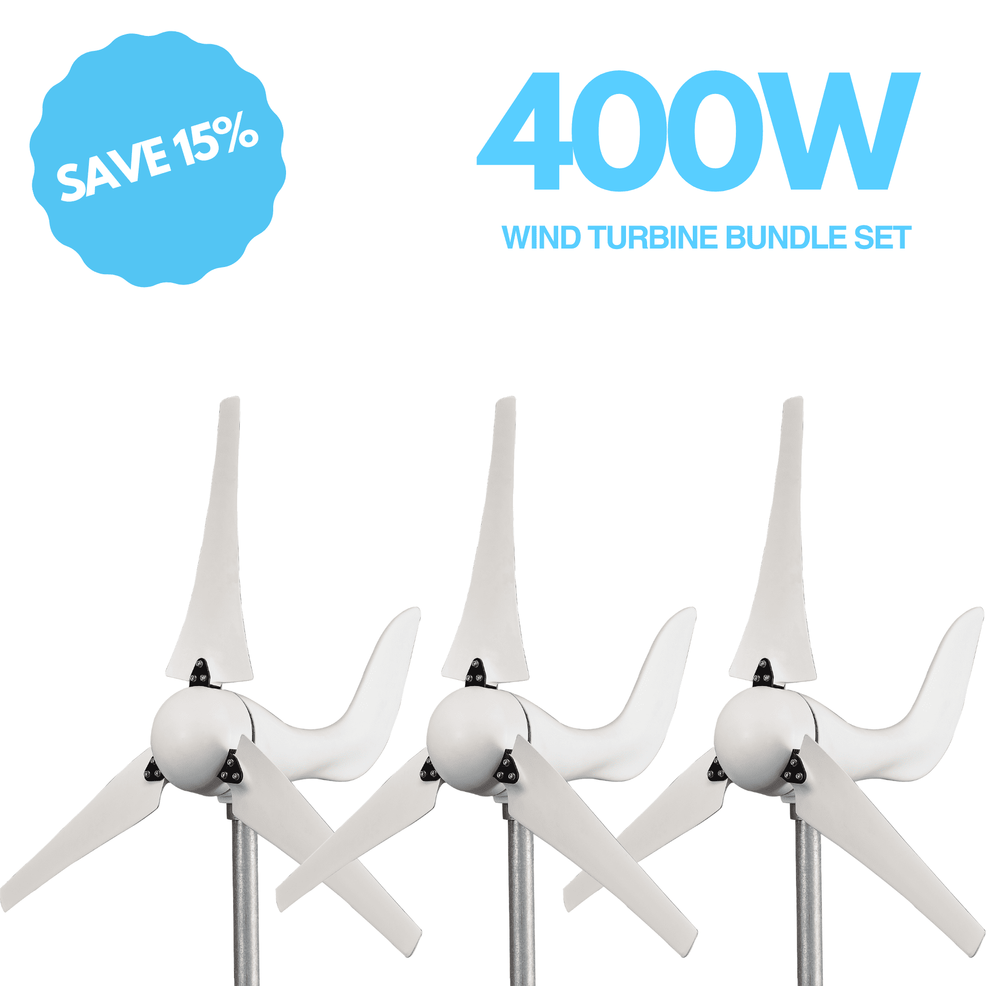 Automaxx Windmill 400W Home & Land Wind Turbine Generator Bundle Set - Green Vista Living