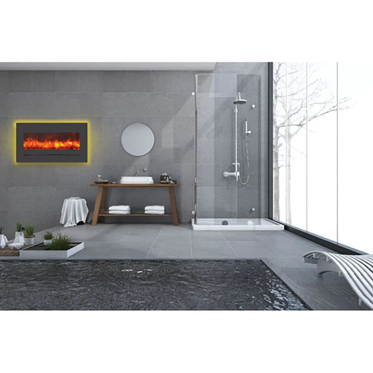 Sierra Flame 34 Inch Linear Wall Mount Electric Fireplace WM-FML-34-4023-STL - Green Vista Living