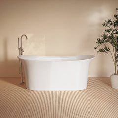 Swiss Madison Cascade 66" Double Slipper Soaking Freestanding Bathtub in Glossy White, Drain Included