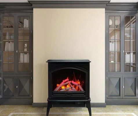 Amantii E50-NA Lynwood Series - 50 cm Freestand Electric Stove Featuring a Cast Iron Frame and a 10 Piece Birch Log Set - Green Vista Living