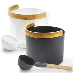 KOLO Set 2 Sauna Bucket with curved handle and Ladle, Bamboo/Aluminum, 1Gal - Green Vista Living
