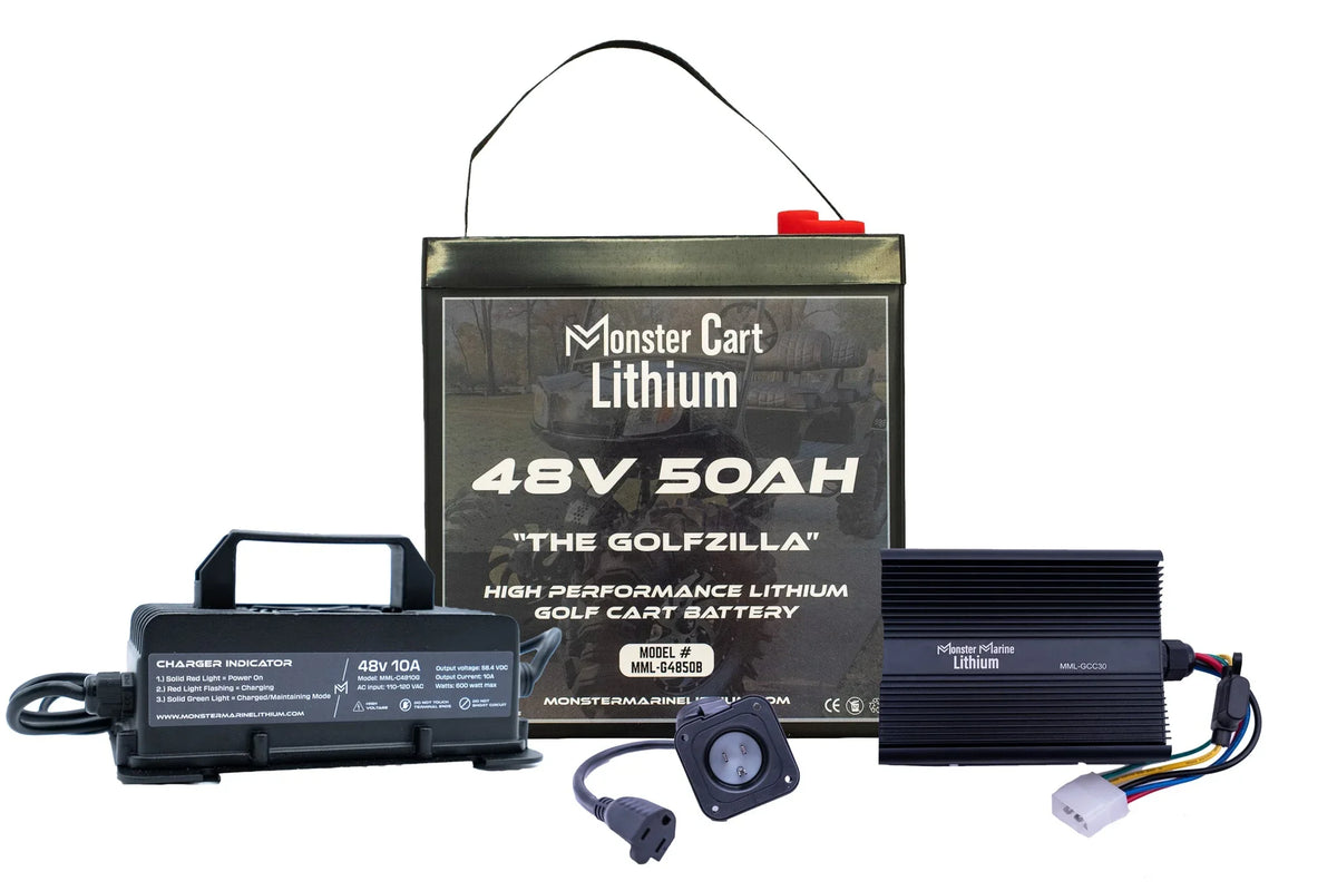 GOLFZILLA BUNDLE - 48V 50AH LITHIUM & 48V 10A WATERPROOF CHARGER - Green Vista Living
