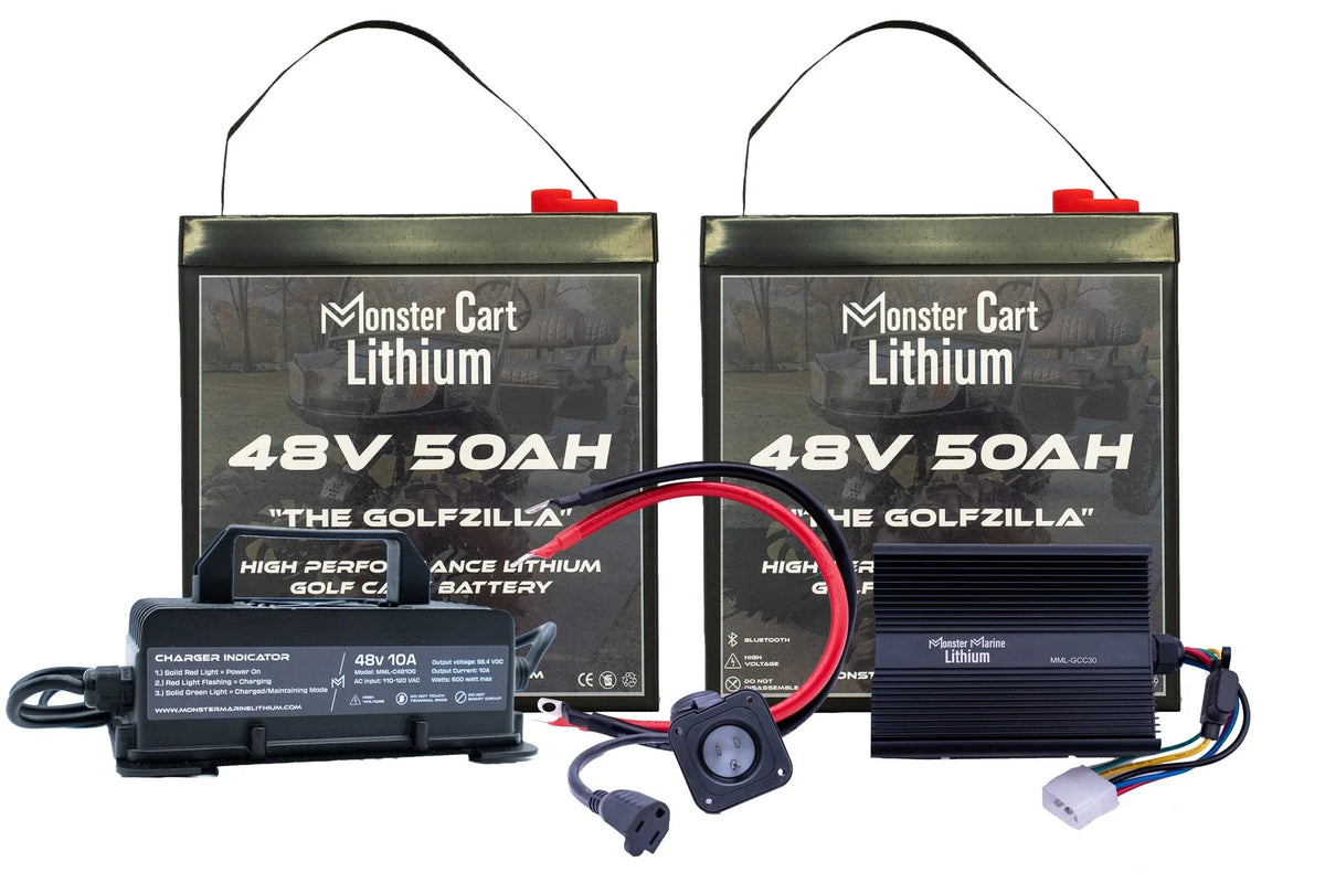 LARGE BUNDLE 48v 100Ah- (2) 48V 50AH LITHIUM & 48V 10A WATERPROOF CHARGER - Green Vista Living