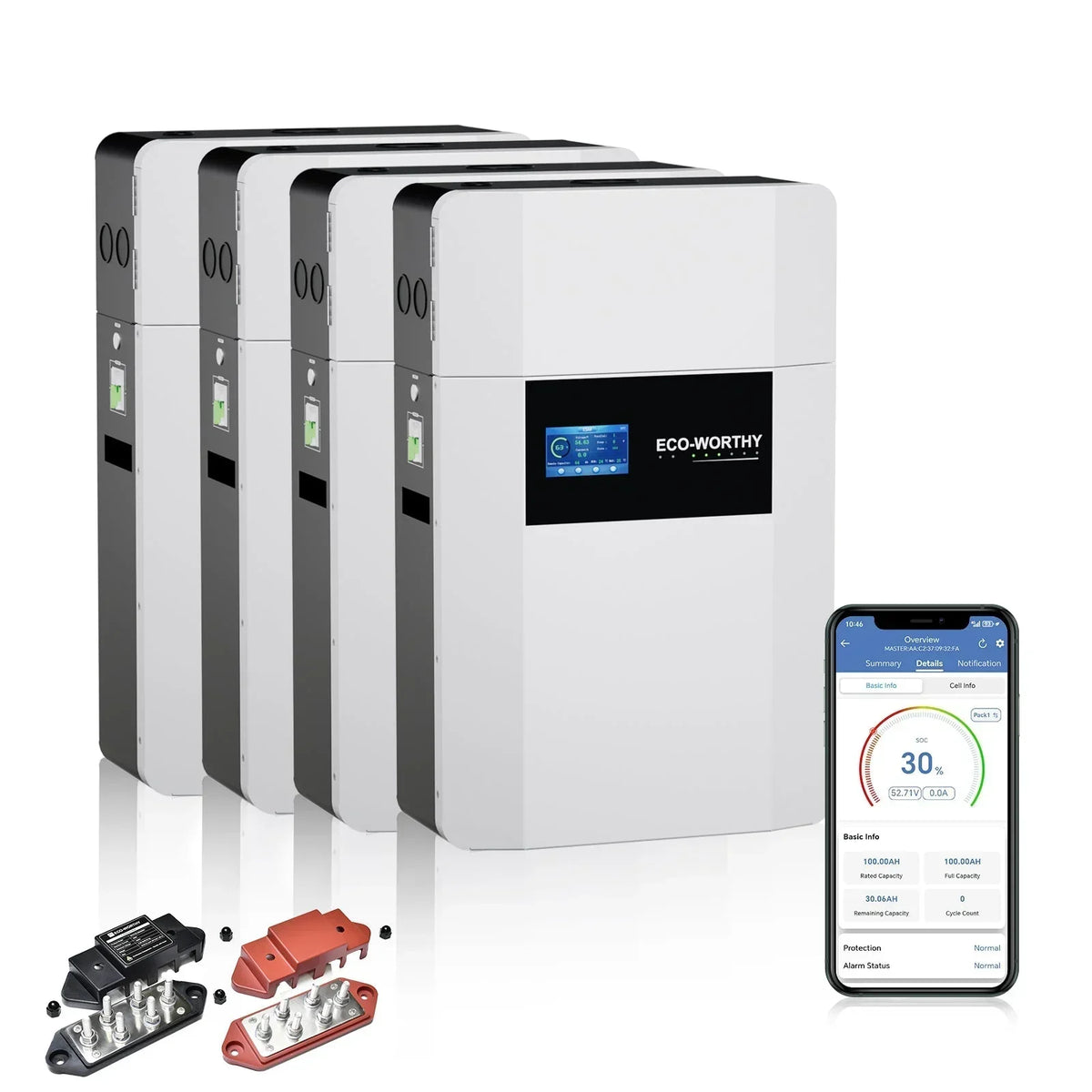 Eco-Worthy 48V 100AH Wall-Mount Lithium Battery LiFePO4 | -4℉ Charge Available | Bluetooth & WiFi | 10 Years Warranty