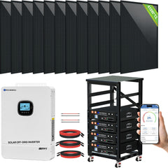 ECO-WORTHY Complete Off-Grid Solar Power System - 10000W 120/240V Output | 20.48kWh/61.44kWh Lithium Battery | 4920 Watts/14760Watts PV Input