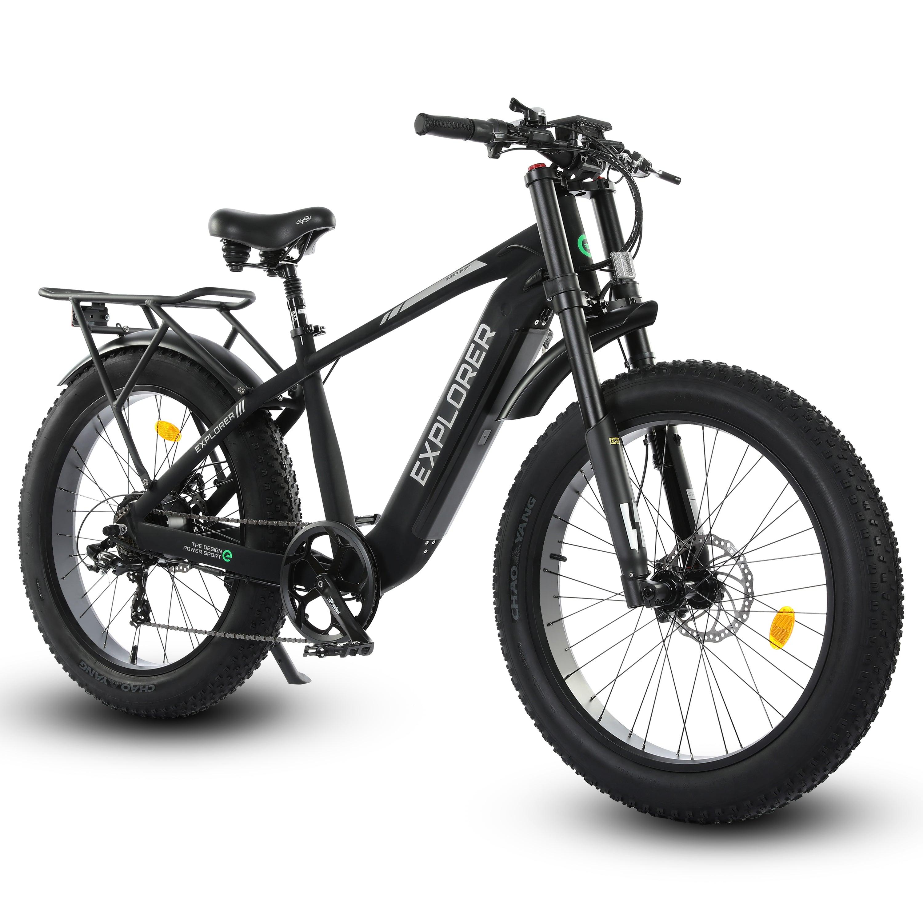 Ecotric Explorer 26 inches 48V Fat Tire Electric Bike with Rear Rack - Green Vista Living