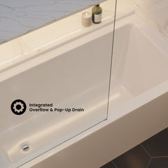 Swiss Madison Voltaire 60 x 30 Skirted Left Drain Soaking Apron Bathtub in Glossy White with Integrated Overflow, Drain Included (12 - Pack)