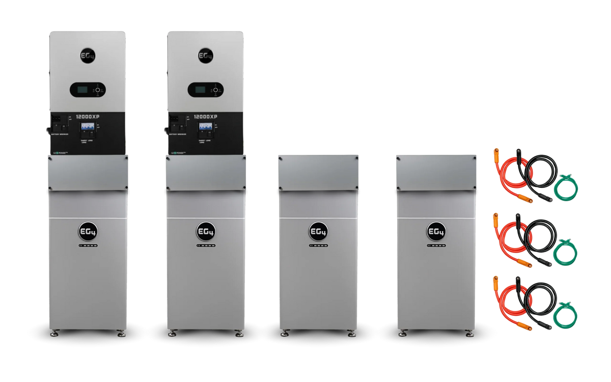 EG4 Hybrid Power Kit | 24kW 120/240V Output 48VDC - 64kWh System Bundle | 2 x EG4 12000XP Inverter + 4 x EG4 WallMount 314Ah Indoor Battery - Green Vista Living