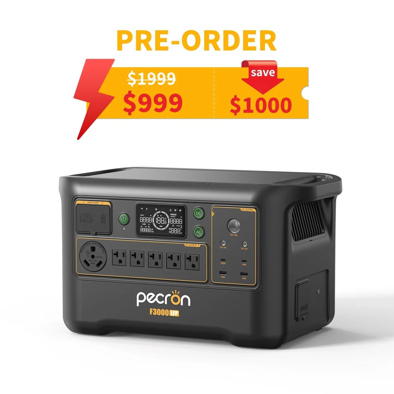 PECRON F3000LFP Portable Power Station 3600W 3072Wh - Green Vista Living