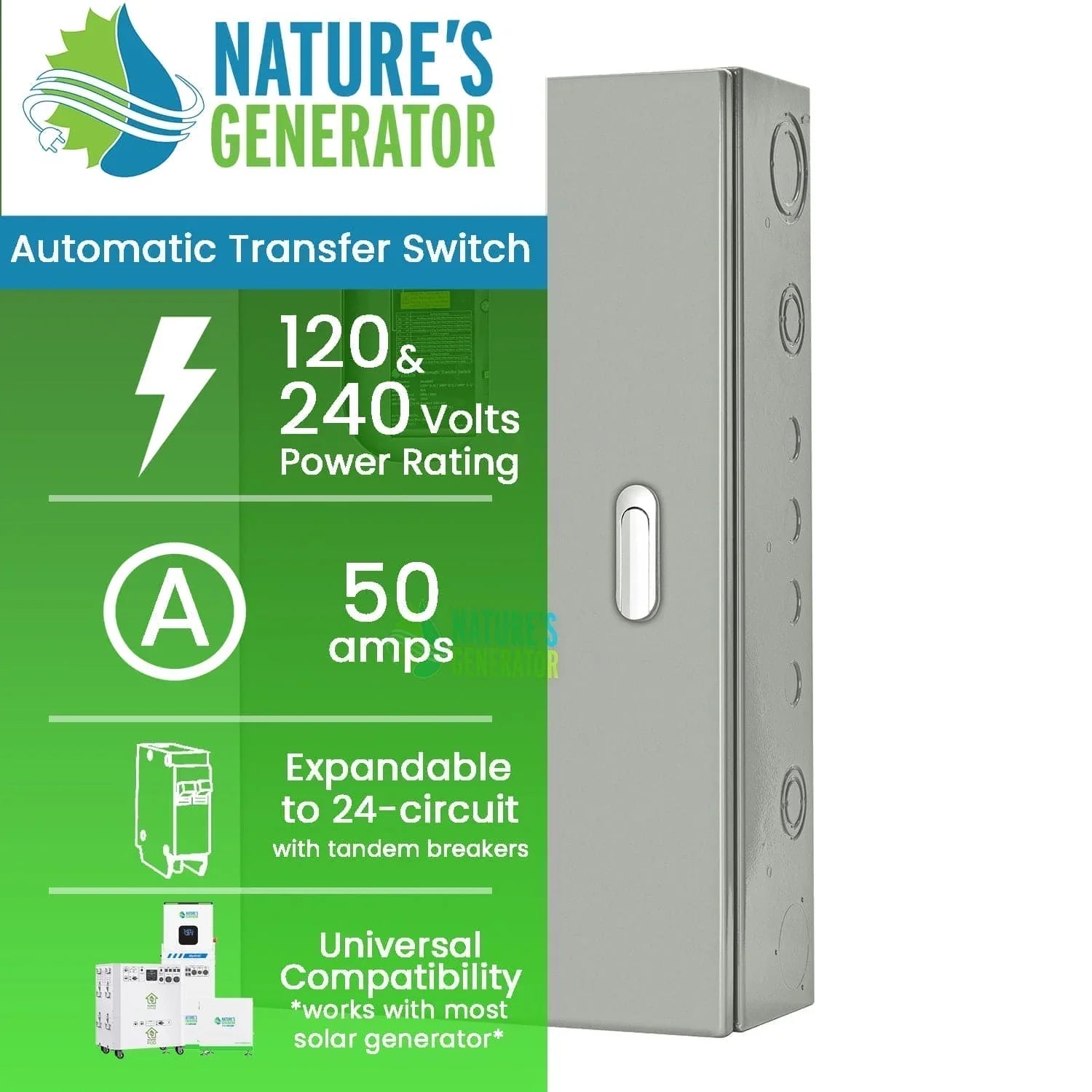 Nature's Generator 50A Automatic Generator Transfer Switch - Green Vista Living