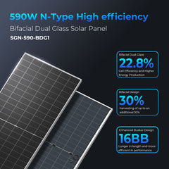 Sungold Power 590 Watt Bifacial N-Type Monocrystalline Solar Panel SGN-590-BDG1 UL61730 CEC Listed