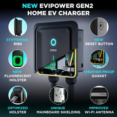 EVIQO NACS Level 2 EV Charger, 48A (50A Max), 240V, Hardwired, for Tesla EVs