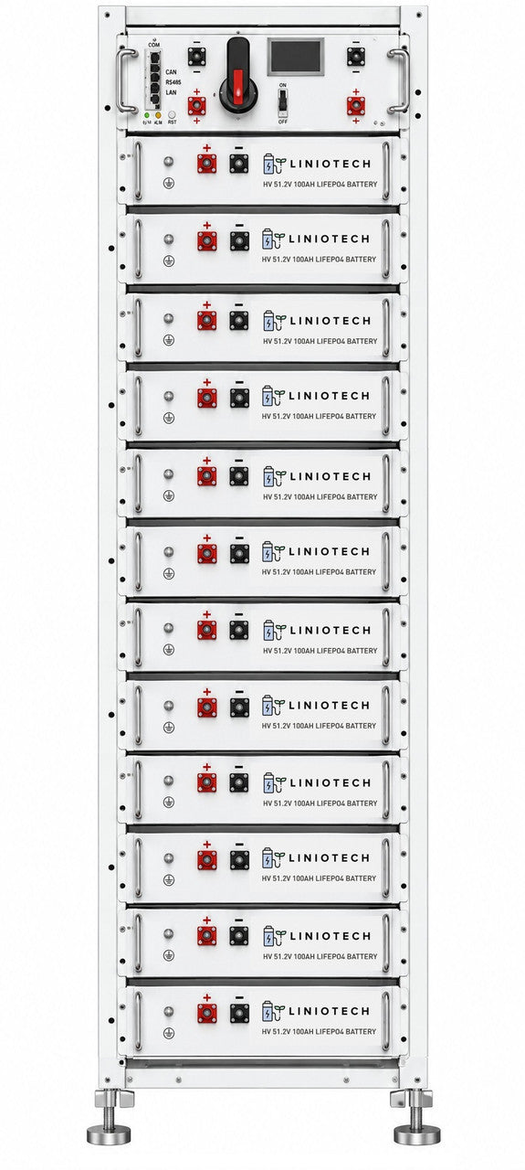 Liniotech 61.44kWh Commercial High Voltage Battery | Liniotech UL9540 LiFePO4 Energy Storage System | Sol-Ark 60K 480V & 30K 208V