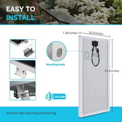 100 Watt 12 Volt Solar Bundle Kit 30A Controller