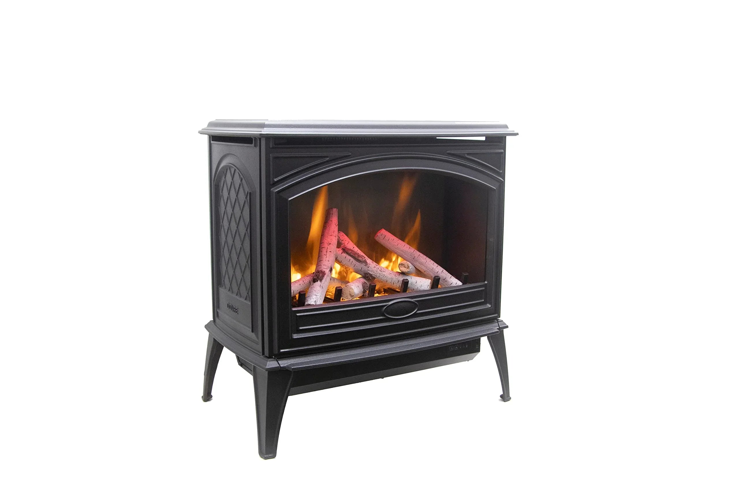 Amantii E50-NA Lynwood Series - 50 cm Freestand Electric Stove Featuring a Cast Iron Frame and a 10 Piece Birch Log Set - Green Vista Living