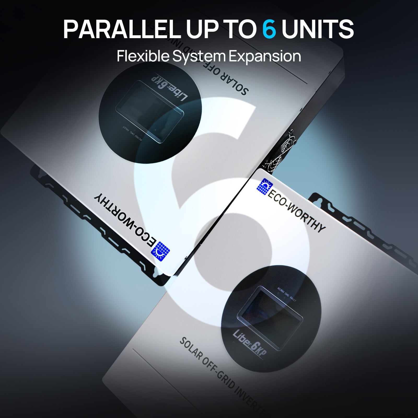 6KW Solar Off-grid Split-phase AIO Inverter, 48Vdc to 120Vac/240Vac, 9kW@500V PV Input Eco-Worthy