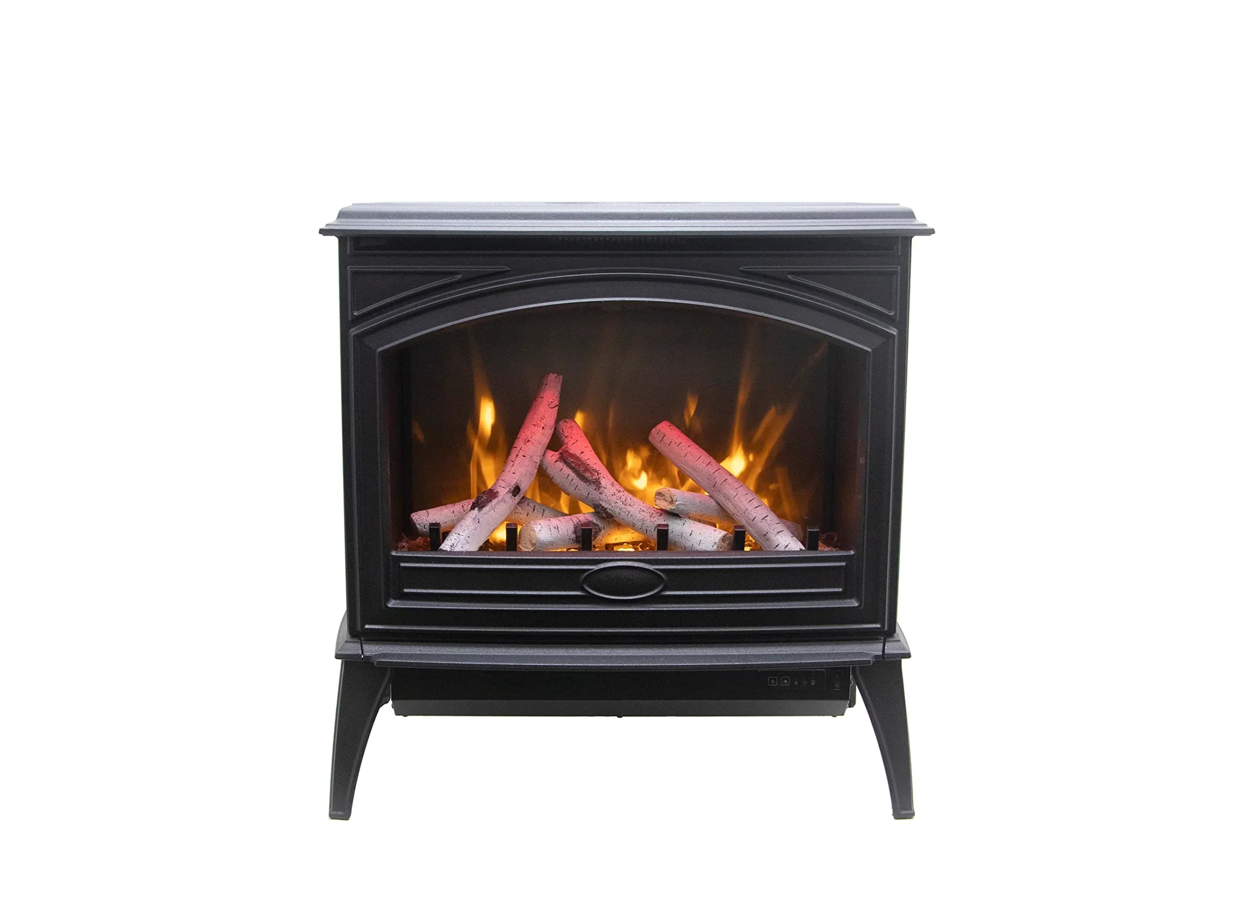 Amantii E50-NA Lynwood Series - 50 cm Freestand Electric Stove Featuring a Cast Iron Frame and a 10 Piece Birch Log Set - Green Vista Living
