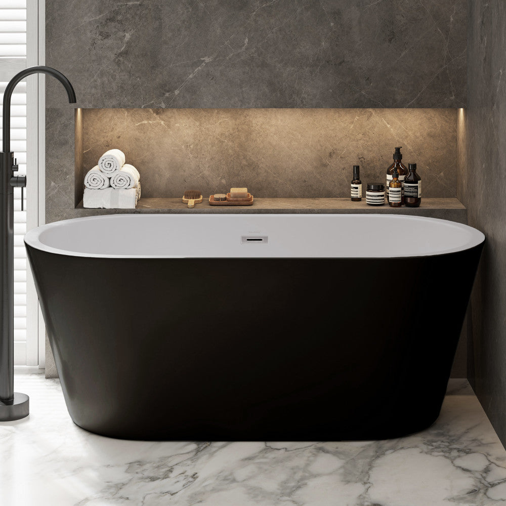 Swiss Madison Claire 60" Freestanding Bathtub Matte Black and Matte White