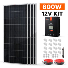 Rich Solar 4 Panel Solar Kit | 800 Watt | Complete Off-Grid Solar System for RVs, Boats, Tiny Homes | 60A MPPT Charge Controller, 2000W Inverter - Green Vista Living