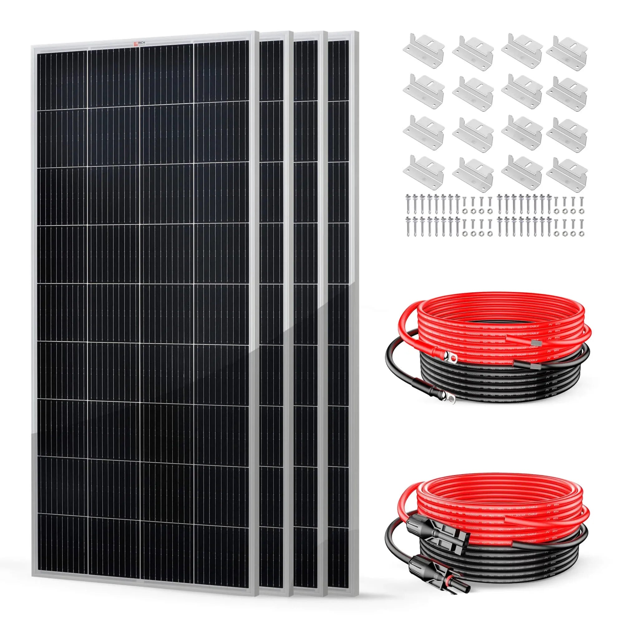 Rich Solar 4 Panel Solar Kit | 800 Watt | Complete Off-Grid Solar System for RVs, Boats, Tiny Homes | 60A MPPT Charge Controller, 2000W Inverter - Green Vista Living