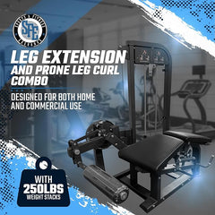 Selectorized Leg Extension & Prone Leg Curl Combo w/250lb weight stack (New)