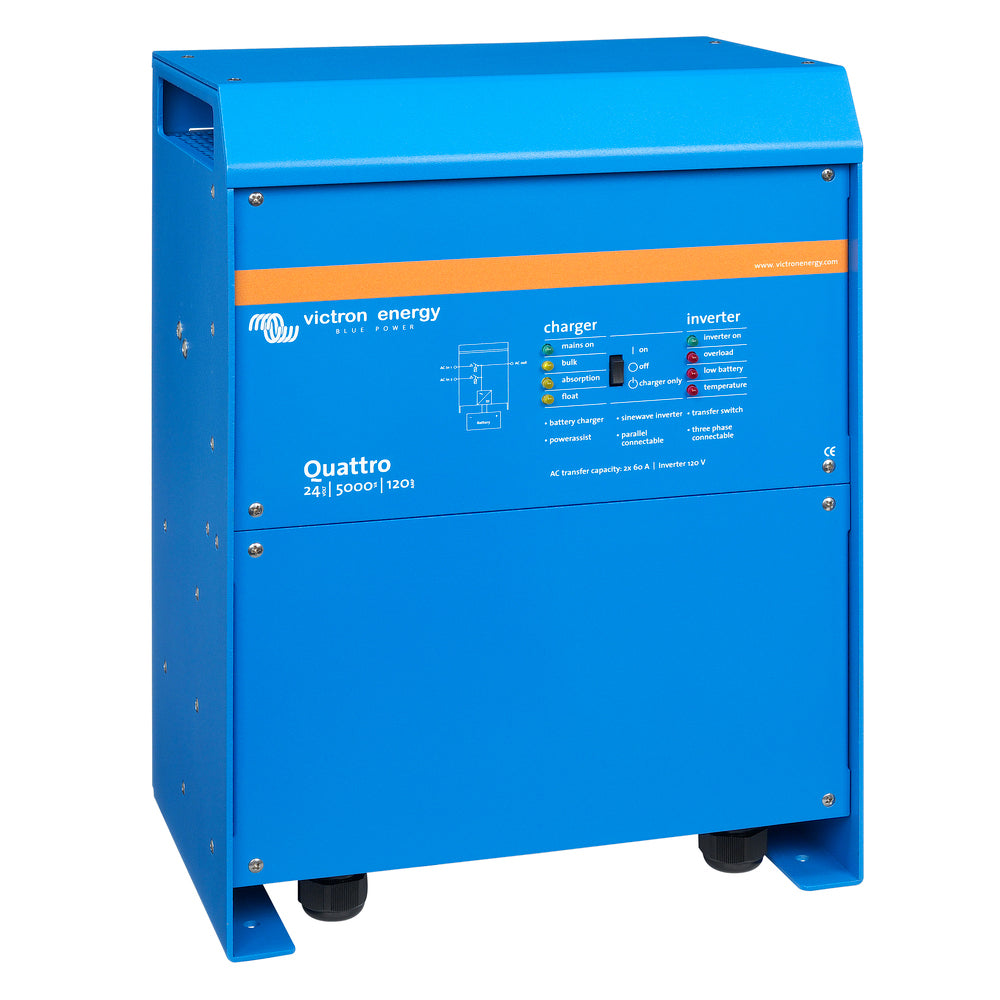 Victron Quattro Inverter/Charger 24V DC - 5000W - Dual 100AMP 120V AC Inputs - Auto Transfer Switch - 120AMP Battery Charger - Stackable [QUA245023110] Victron Energy