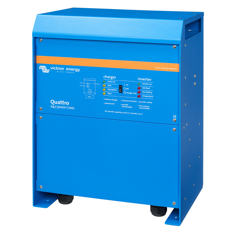 Victron Quattro Inverter/Charger 24V DC - 5000W - Dual 100AMP 120V AC Inputs - Auto Transfer Switch - 120AMP Battery Charger - Stackable [QUA245023110] Victron Energy