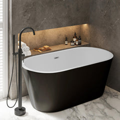 Swiss Madison Claire 60" Freestanding Bathtub Matte Black and Matte White