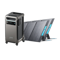 Anker portable power station with foldable solar panels, sleek design, digital display