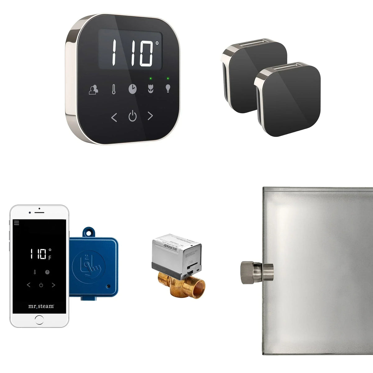 Mr. Steam AirButler Max Steam Shower Control Package with AirTempo Control and Aroma Glass SteamHead - Green Vista Living