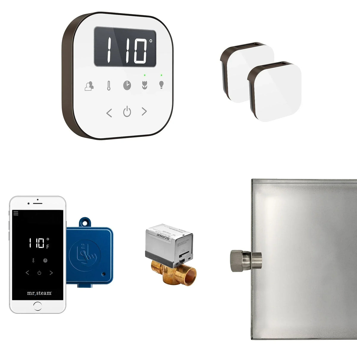 Mr. Steam AirButler Max Steam Shower Control Package with AirTempo Control and Aroma Glass SteamHead - Green Vista Living