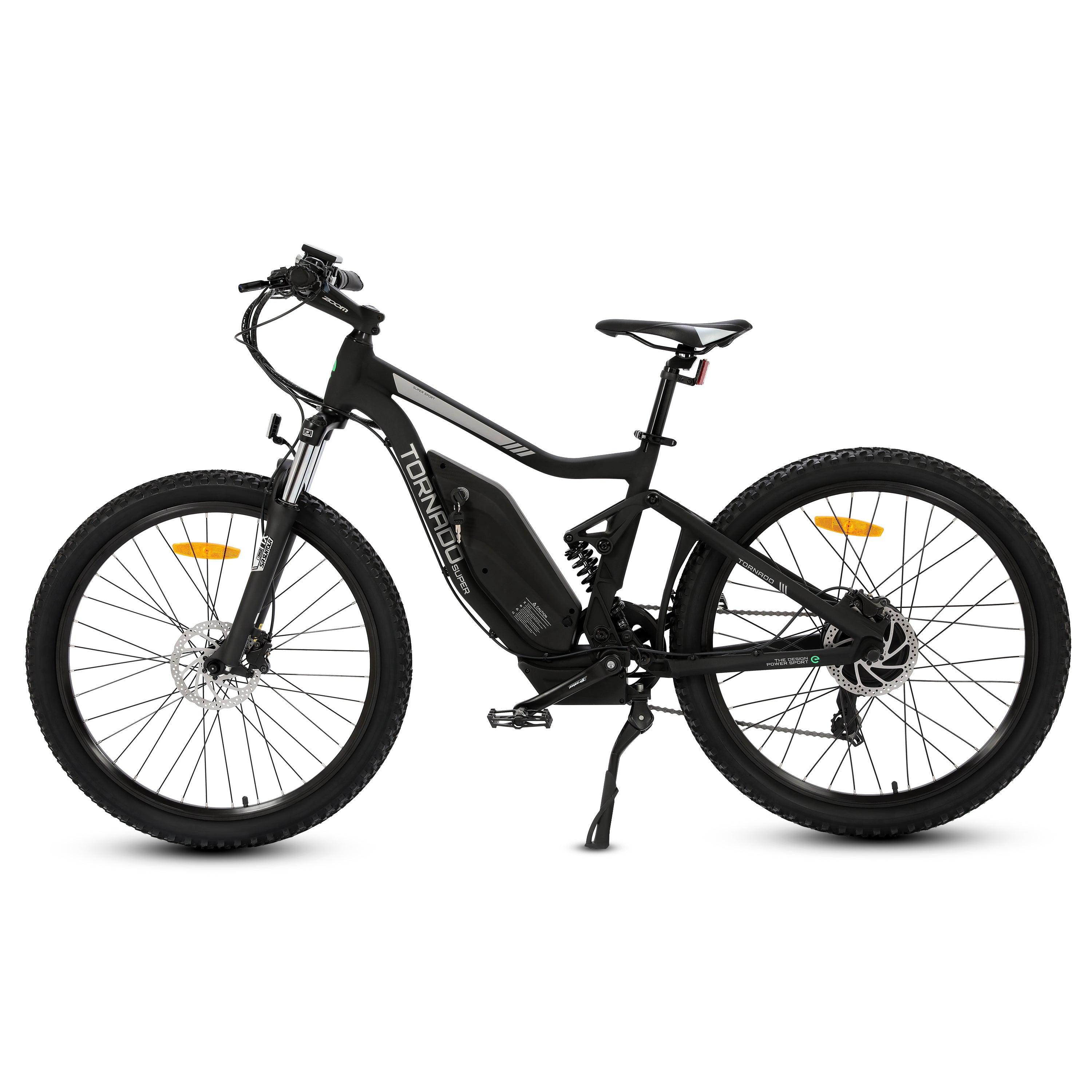 Ecotric Tornado Full Suspension Electric Bike - Matt Black - Green Vista Living