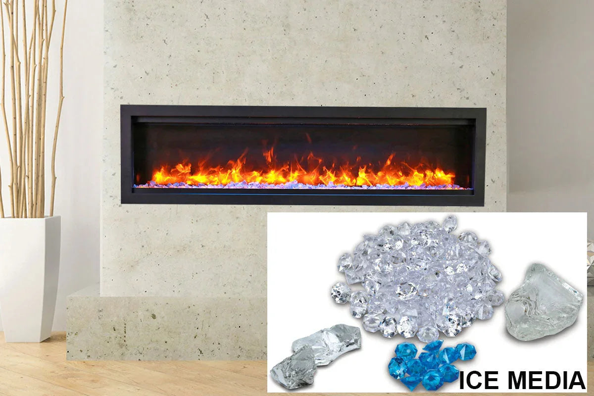 Amantii Symmetry Bespoke 34'' Wall Mount / Recessed Linear Indoor/Outdoor Electric Fireplace - Green Vista Living