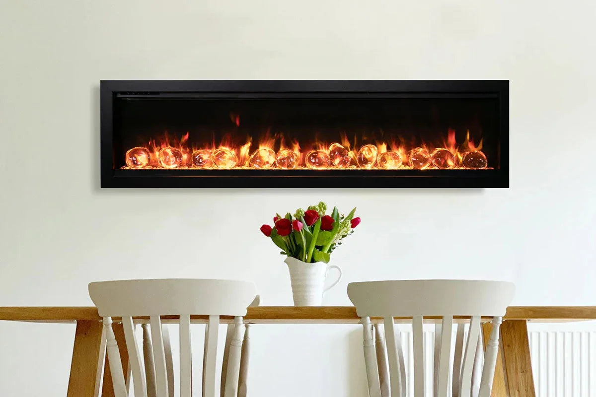 Amantii Symmetry Bespoke 34'' Wall Mount / Recessed Linear Indoor/Outdoor Electric Fireplace - Green Vista Living