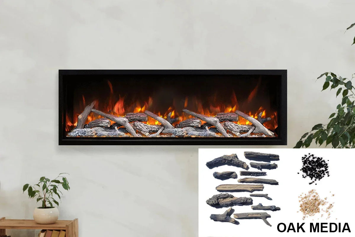Amantii Symmetry Bespoke 34'' Wall Mount / Recessed Linear Indoor/Outdoor Electric Fireplace - Green Vista Living