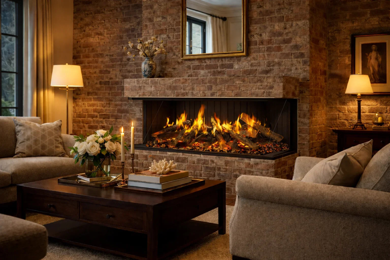 Amantii Signature MultiView Holo 55" 3-Sided Indoor Electric Fireplace - Green Vista Living