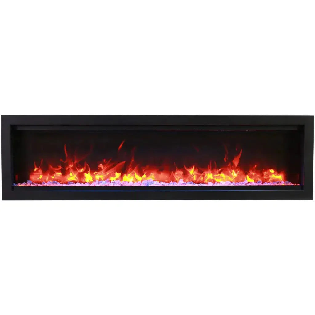 Amantii Symmetry Lumina 88" Smart Electric Fireplace – Indoor/Outdoor Built-in with LED Logset & Front Heat Vent