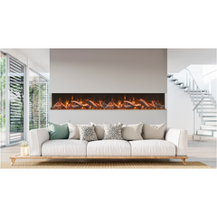 Amantii Tru View Bespoke 85" Panoramic 3-Sided Electric Fireplace for Indoor/Outdoor Installation