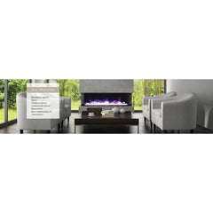 Amantii Tru-View XL Deep 72" Three-Sided Built-In Electric Fireplace with Multi-Color Flame and Ambient Canopy Lighting