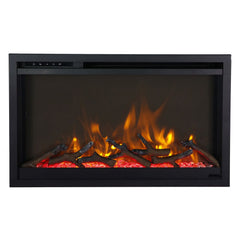 Amantii 33 inch Remii CLASSIC-SLIM-33 Black Steel Surround Classic Extra Slim Built In Electric Fireplace