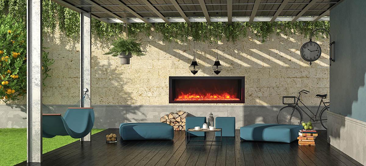 Remii 102735-XS Extra Slim 35 inch Built-in Indoor Outdoor Electric Fireplace - Green Vista Living